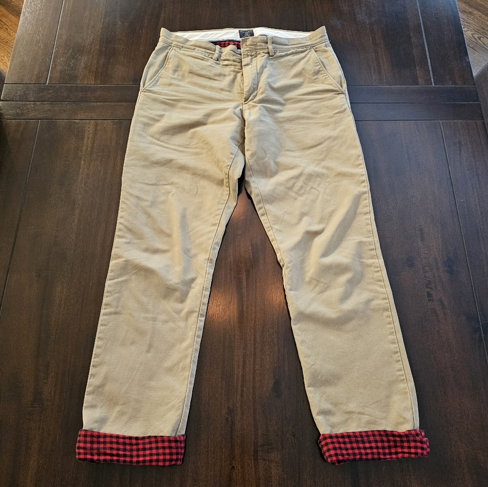 J. Crew size 31 X 32 khaki flannel lined 770 chinos